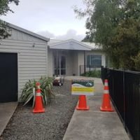 safety cones surrounding roof